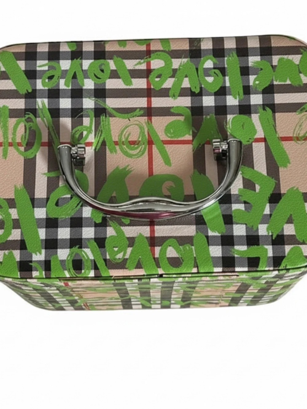 3-Piece Plaid Makeup Case Travel Vanity Set NWOT